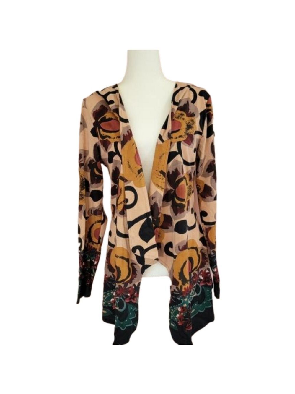 Vintage 90s Take Two Open Front Waterfall Cotton Cardigan Size Medium EUC